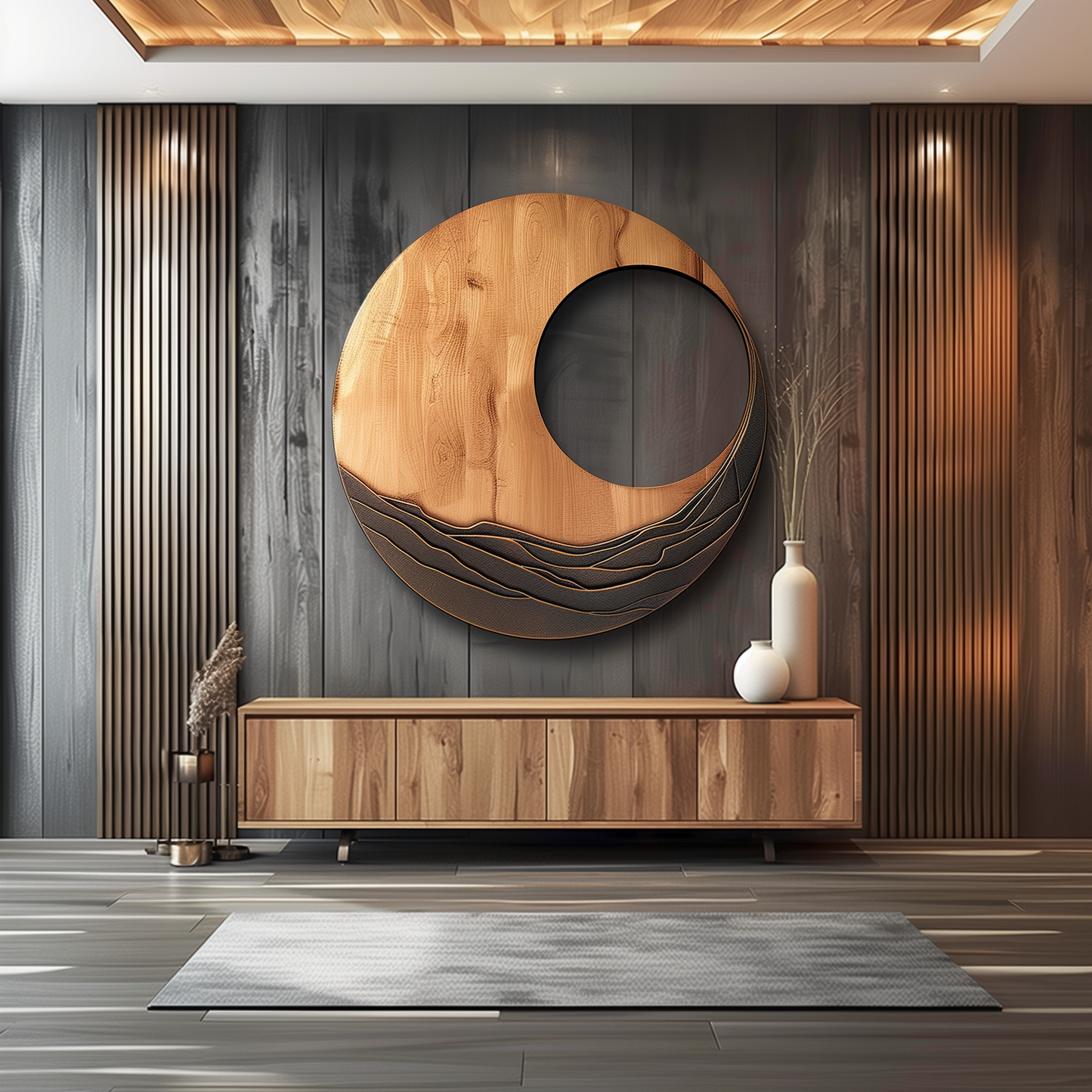 Large Circular Wooden Wall Art Sculpture, Hand Carved Abstract Spiral Wall Decor, Modern Organic Wood Wall Hanging for Living Room