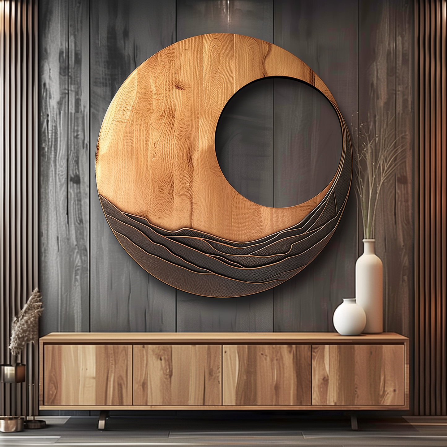 Large Circular Wooden Wall Art Sculpture, Hand Carved Abstract Spiral Wall Decor, Modern Organic Wood Wall Hanging for Living Room