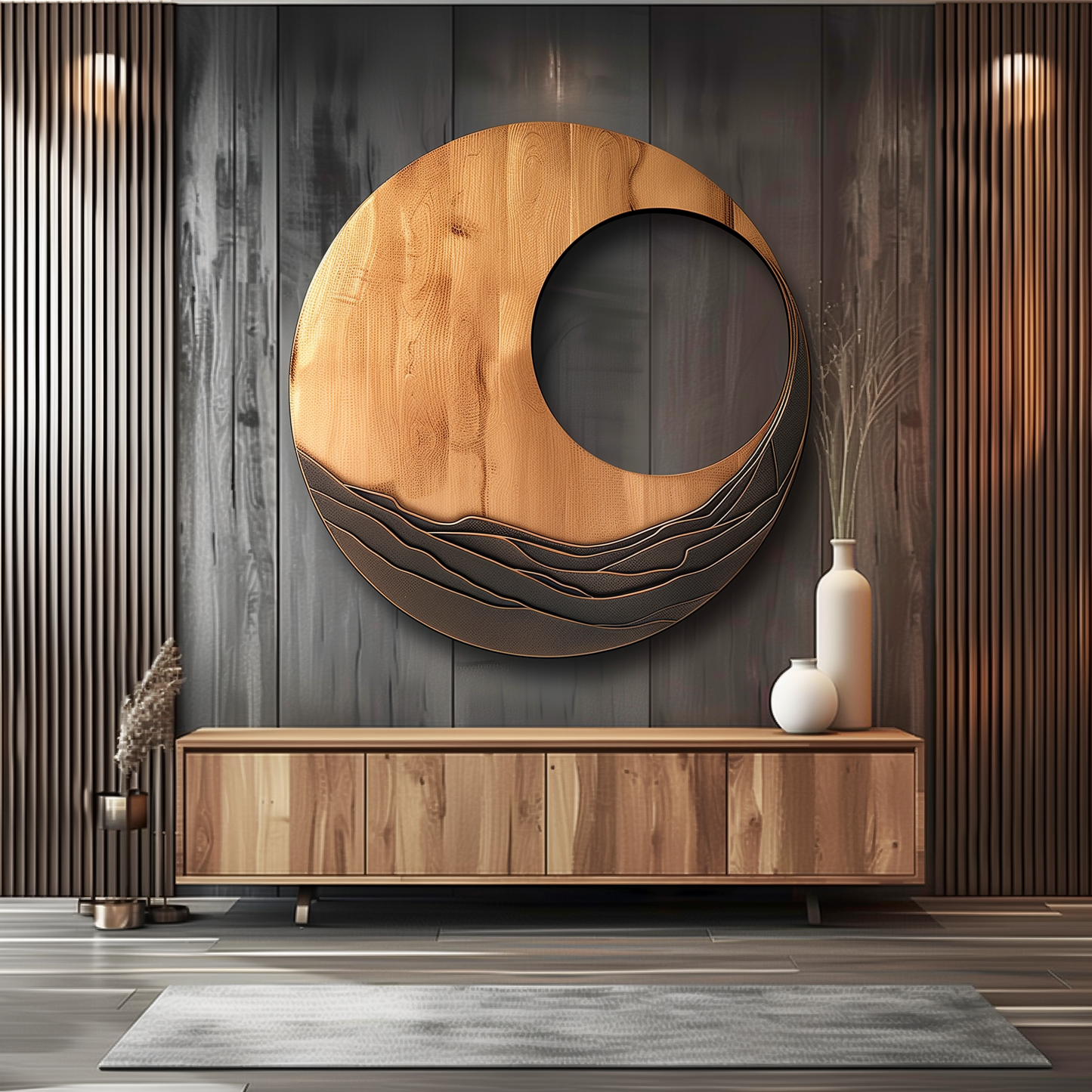 Large Circular Wooden Wall Art Sculpture, Hand Carved Abstract Spiral Wall Decor, Modern Organic Wood Wall Hanging for Living Room