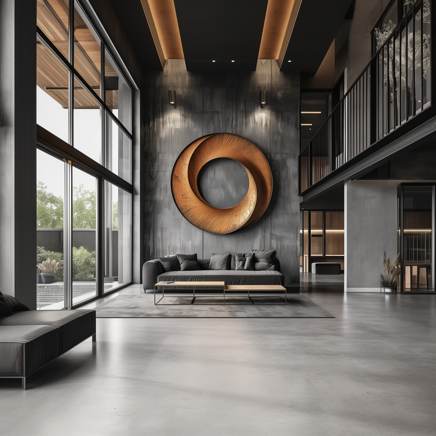 Hand-Carved Wooden Infinity Ring Wall Sculpture, Large Abstract Circle Art, Modern Minimal Luxury Statement Home Decor