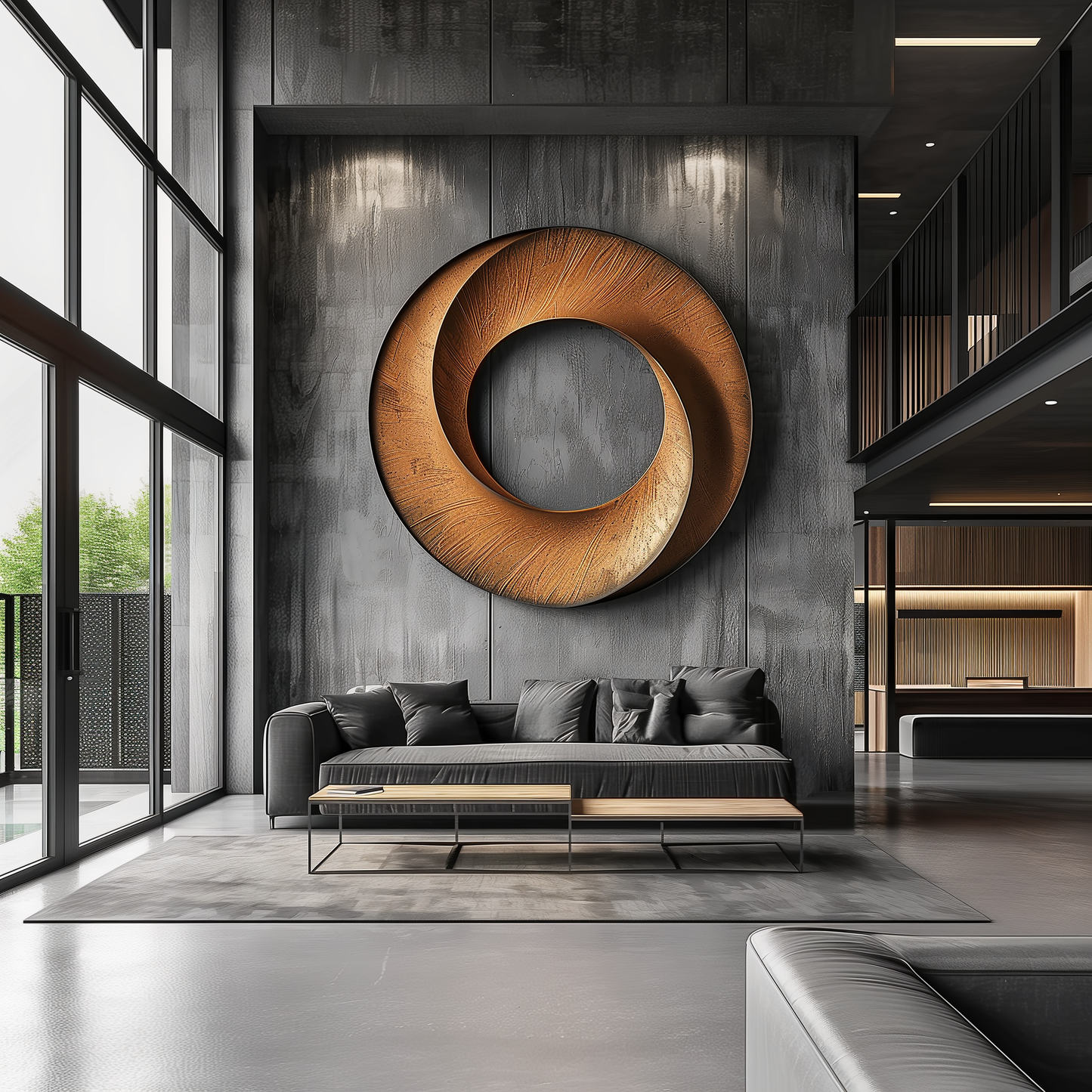 Hand-Carved Wooden Infinity Ring Wall Sculpture, Large Abstract Circle Art, Modern Minimal Luxury Statement Home Decor