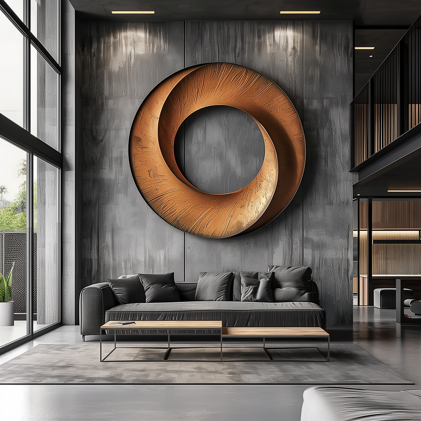 Hand-Carved Wooden Infinity Ring Wall Sculpture, Large Abstract Circle Art, Modern Minimal Luxury Statement Home Decor