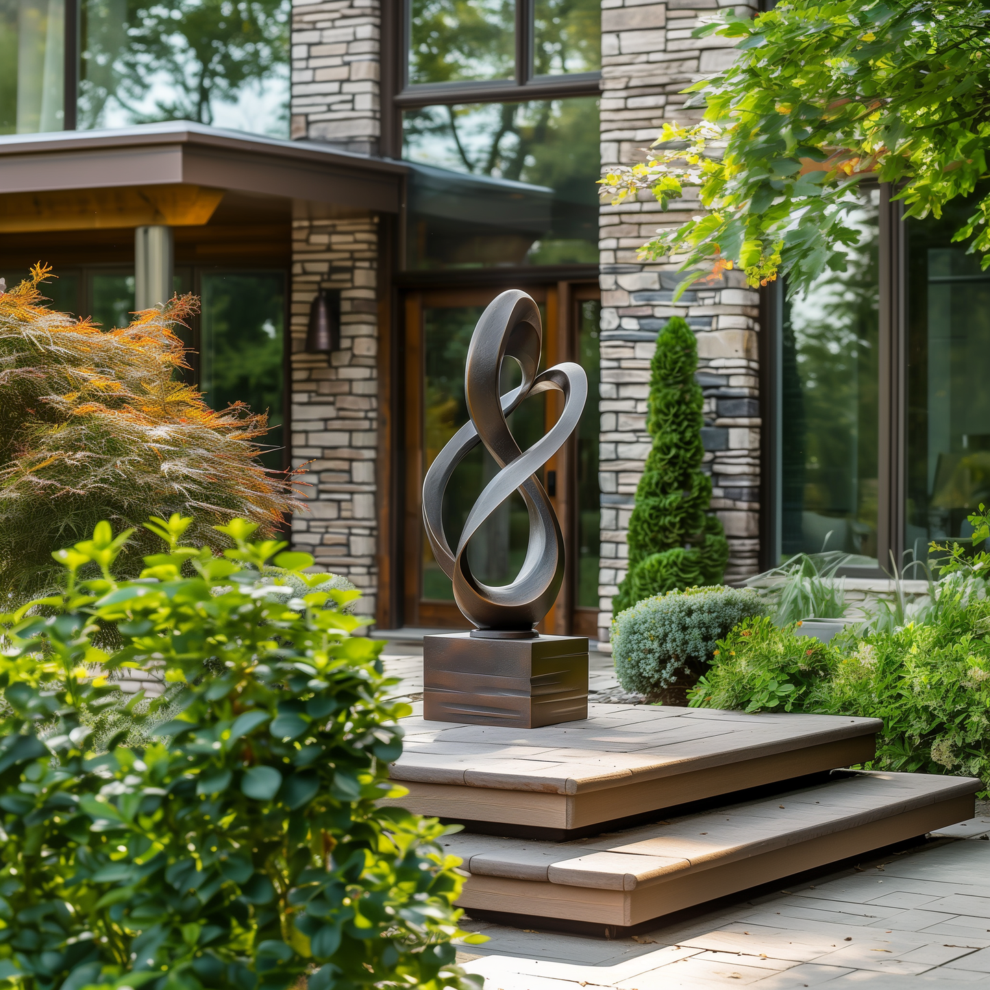 Infinity Loop Abstract Sculpture, Modern Outdoor Art, Large Garden Statue, Handcrafted Metal Infinity Form, Luxury Contemporary Decor