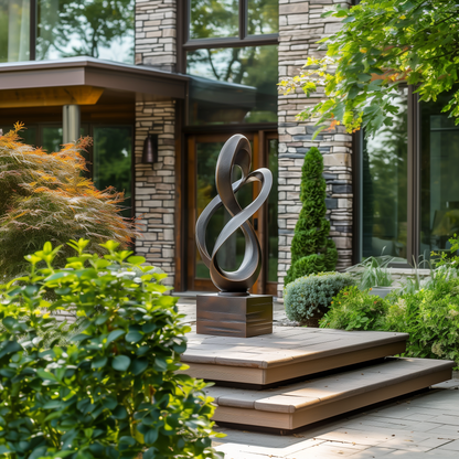 Infinity Loop Abstract Sculpture, Modern Outdoor Art, Large Garden Statue, Handcrafted Metal Infinity Form, Luxury Contemporary Decor