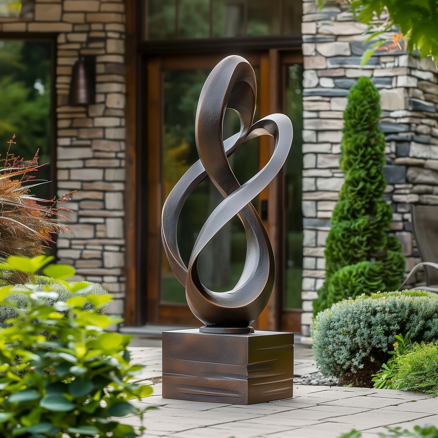 Infinity Loop Abstract Sculpture, Modern Outdoor Art, Large Garden Statue, Handcrafted Metal Infinity Form, Luxury Contemporary Decor