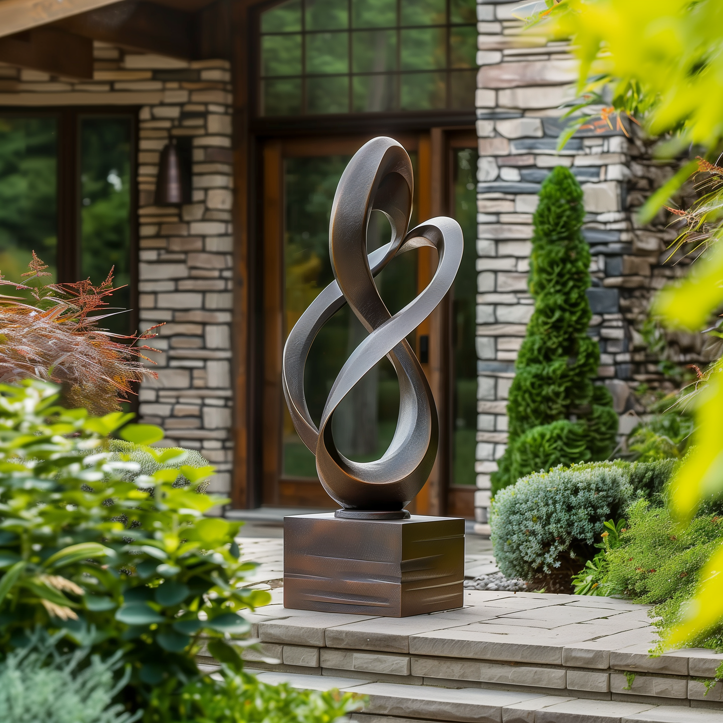 Infinity Loop Abstract Sculpture, Modern Outdoor Art, Large Garden Statue, Handcrafted Metal Infinity Form, Luxury Contemporary Decor