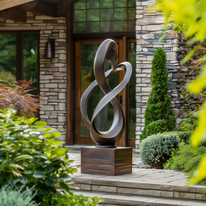 Infinity Loop Abstract Sculpture, Modern Outdoor Art, Large Garden Statue, Handcrafted Metal Infinity Form, Luxury Contemporary Decor