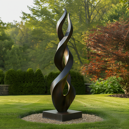 Modern Abstract Infinity Flame Sculpture Outdoor, Tall Garden Art Statement, Contemporary Metal Sculpture, Luxury Yard Decor