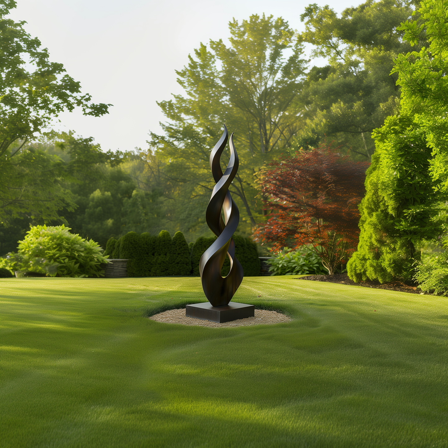 Modern Abstract Infinity Flame Sculpture Outdoor, Tall Garden Art Statement, Contemporary Metal Sculpture, Luxury Yard Decor