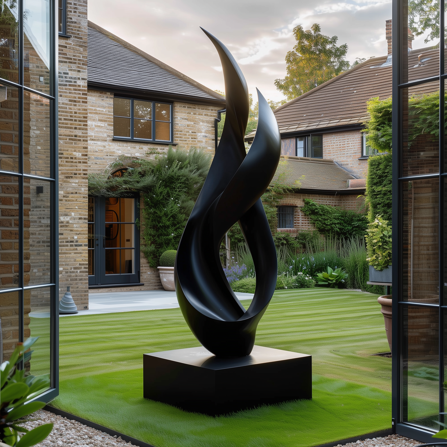 Large Abstract Wooden Infinity Sculpture, Hand Carved Modern Garden Art, Luxury Outdoor Wood Sculpture, Statement Contemporary Decor