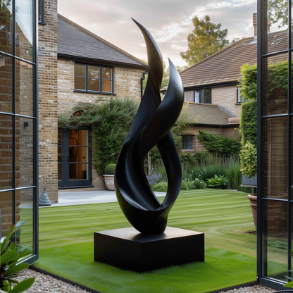 Large Abstract Wooden Infinity Sculpture, Hand Carved Modern Garden Art, Luxury Outdoor Wood Sculpture, Statement Contemporary Decor
