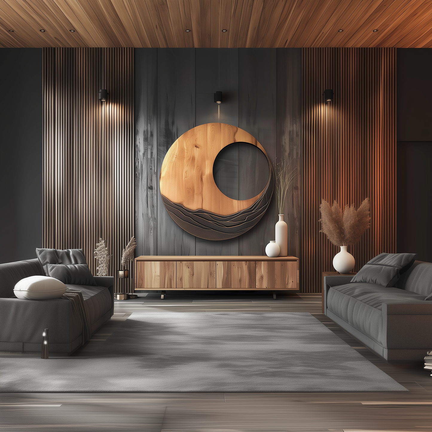 Large Circular Wooden Wall Art Sculpture, Hand Carved Abstract Spiral Wall Decor, Modern Organic Wood Wall Hanging for Living Room
