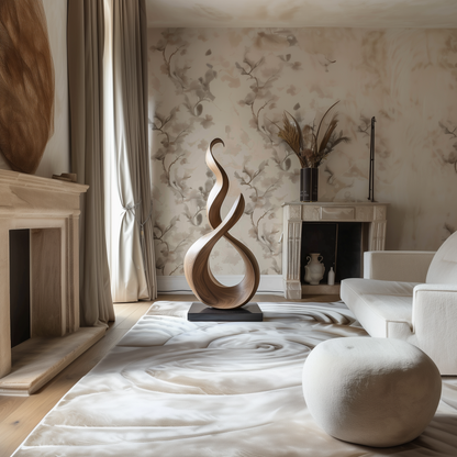 Handmade Wooden Infinity Wave Sculpture – Modern Abstract Number 8 Design | Solid Wood Flowing Curves Contemporary Art Decor