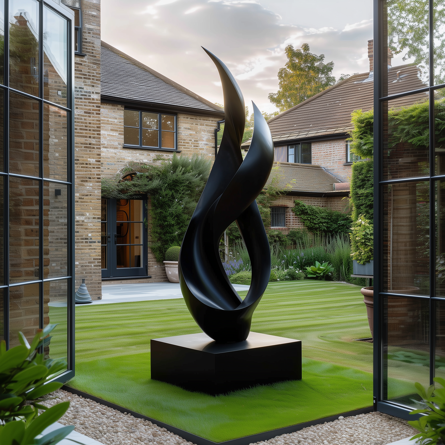 Large Abstract Wooden Infinity Sculpture, Hand Carved Modern Garden Art, Luxury Outdoor Wood Sculpture, Statement Contemporary Decor