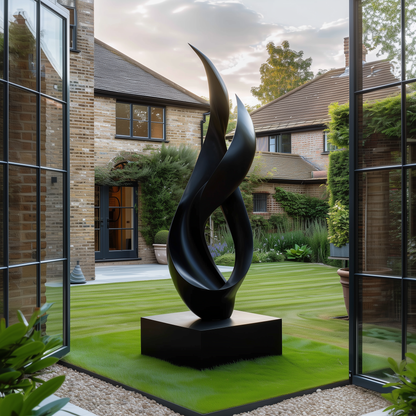 Large Abstract Wooden Infinity Sculpture, Hand Carved Modern Garden Art, Luxury Outdoor Wood Sculpture, Statement Contemporary Decor