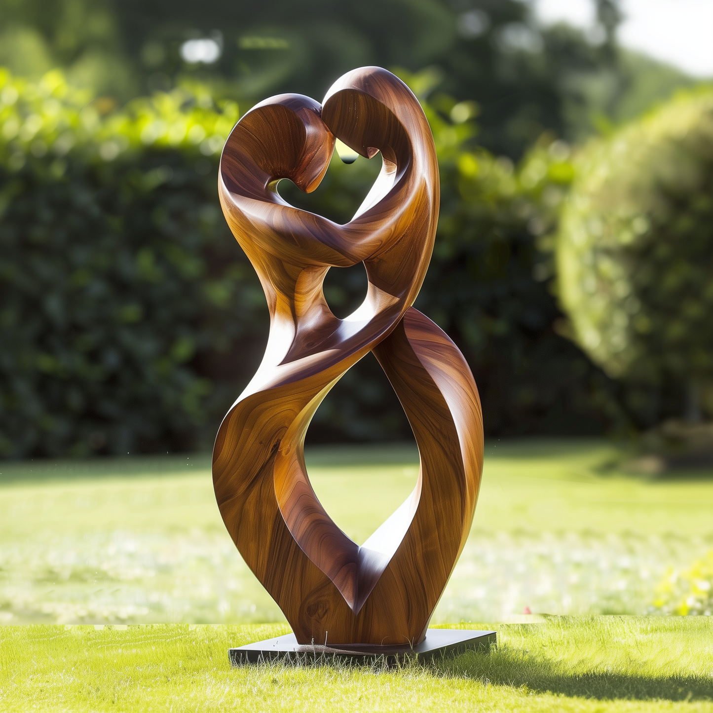 Infinity Love Wooden Sculpture Large Heart Twist Couple Hand Carved Solid Wood Modern Wedding Anniversary Decor