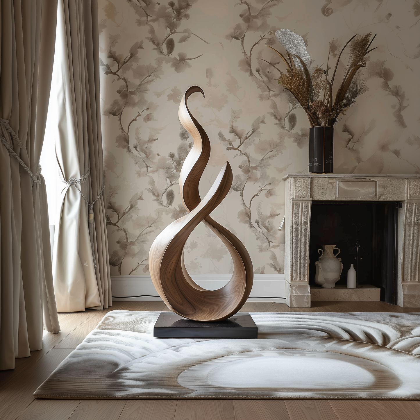 Handmade Wooden Infinity Wave Sculpture – Modern Abstract Number 8 Design | Solid Wood Flowing Curves Contemporary Art Decor