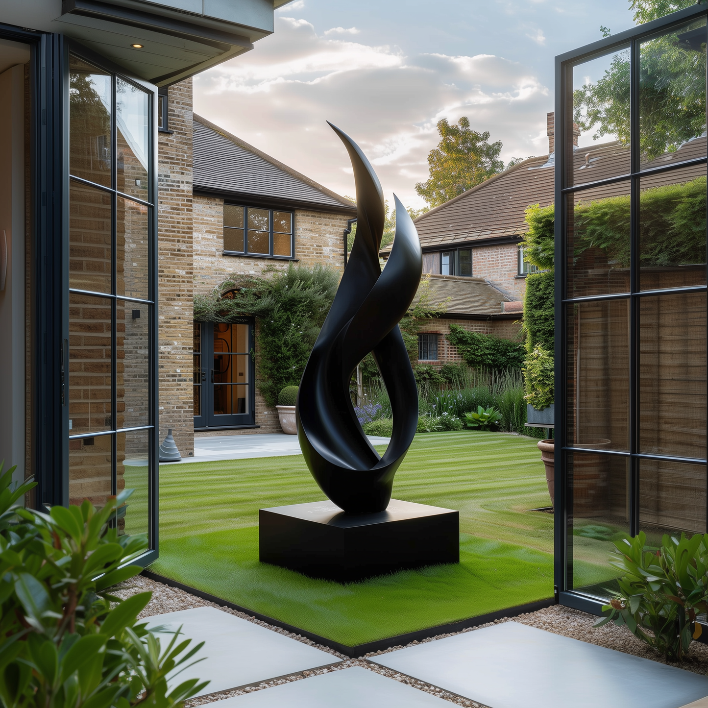 Large Abstract Wooden Infinity Sculpture, Hand Carved Modern Garden Art, Luxury Outdoor Wood Sculpture, Statement Contemporary Decor