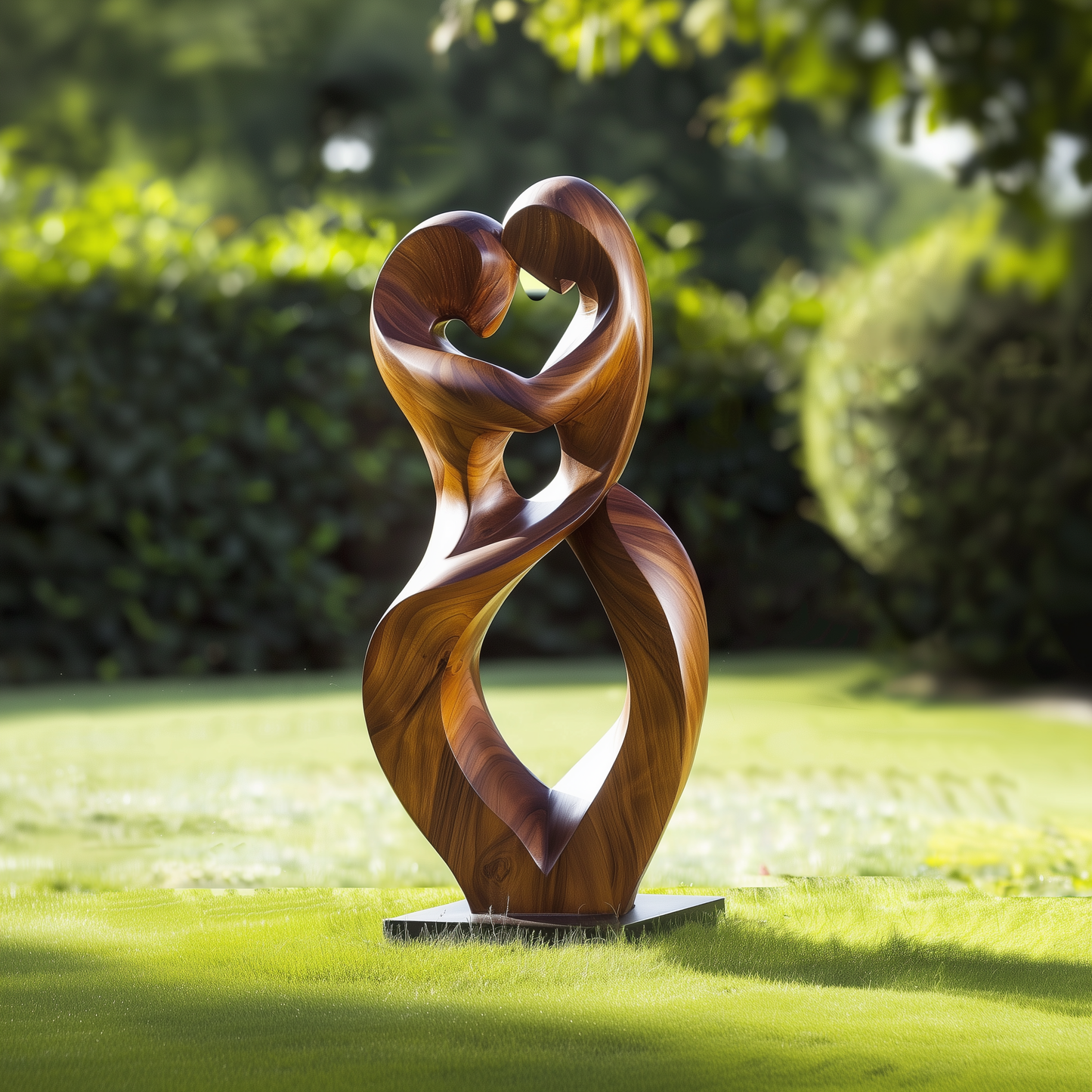 Infinity Love Wooden Sculpture Large Heart Twist Couple Hand Carved Solid Wood Modern Wedding Anniversary Decor