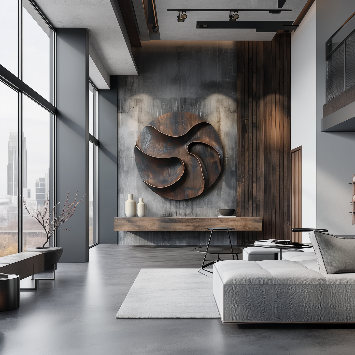 Large Round Wooden Wall Sculpture, 3D Organic Wave Relief Wall Art, Modern Abstract Solid Wood Carving, Luxury Statement Decor for Living Room
