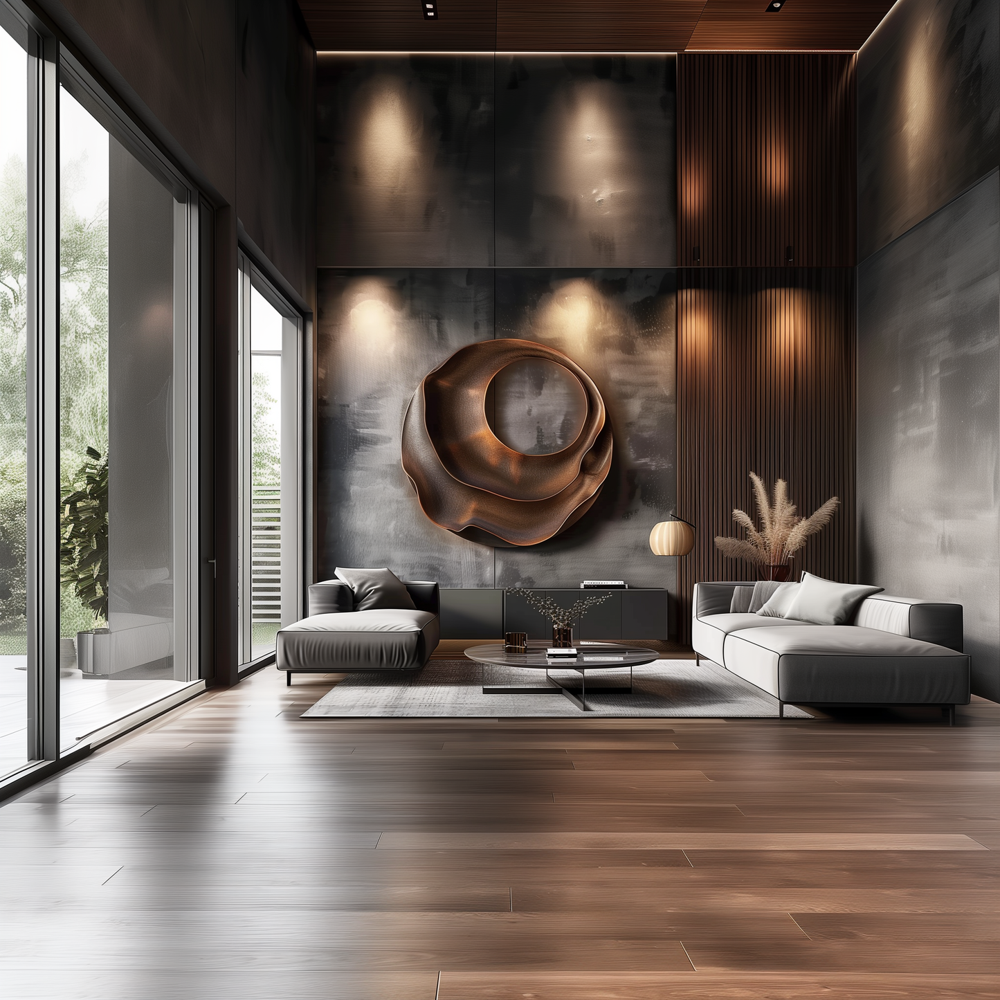 Large Abstract Round Wall Sculpture, Handmade Solid Wood Modern 3D Wall Art, Organic Infinity Loop Design, Luxury Contemporary Statement Decor