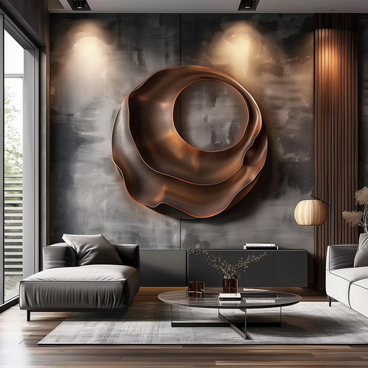 Large Abstract Round Wall Sculpture, Handmade Solid Wood Modern 3D Wall Art, Organic Infinity Loop Design, Luxury Contemporary Statement Decor