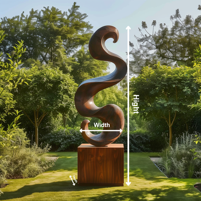 Large Infinity Spiral Garden Sculpture, Hand Carved Wooden Abstract Outdoor Art, Modern Luxury Statement Decor for Yard Patio Landscape