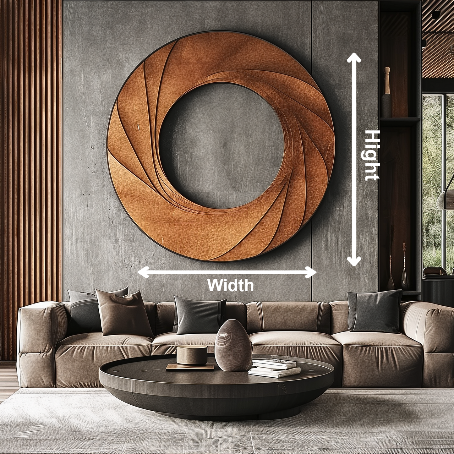 Large Wooden Wall Sculpture – Handmade Abstract Round Art with Flowing Spiral Petal Layers | Solid Wood Luxury Statement Home Decor
