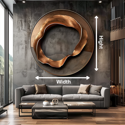 Large Abstract Round Wood Wall Sculpture, 3D Carved Organic Loop Design, Modern Luxury Statement Wall Art, Handmade Wooden Decor