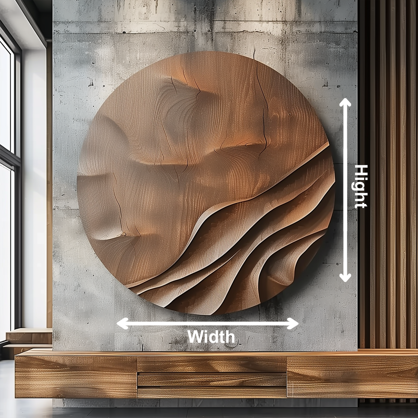 Large Round Wooden Wall Sculpture, Layered Wave Relief Art, Organic Wood Grain, Modern Minimalist Luxury Statement Decor