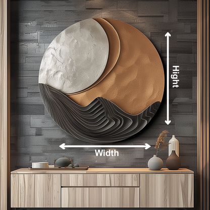Mountain Moon Wooden Wall Art, Abstract Landscape Sculpture, Hand Carved Wood Wall Decor, Modern Organic Luxury Home Art