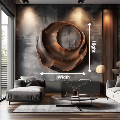 Large Abstract Round Wall Sculpture, Handmade Solid Wood Modern 3D Wall Art, Organic Infinity Loop Design, Luxury Contemporary Statement Decor