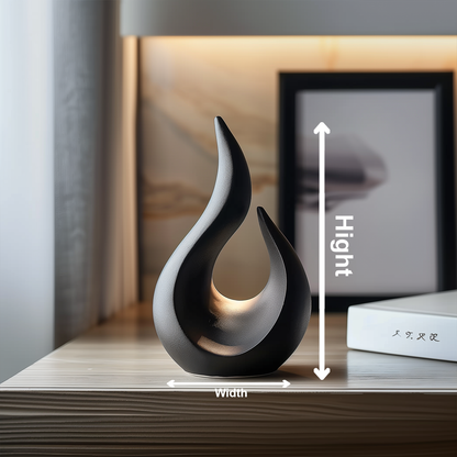 Black Abstract Flame Sculpture, Modern Minimalist Art Decor, Organic Curved Form, Luxury Statement Sculpture for Home Interior