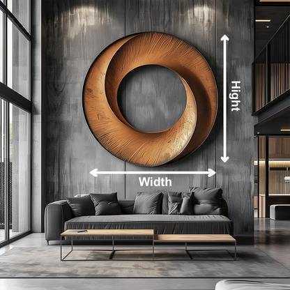 Hand-Carved Wooden Infinity Ring Wall Sculpture, Large Abstract Circle Art, Modern Minimal Luxury Statement Home Decor