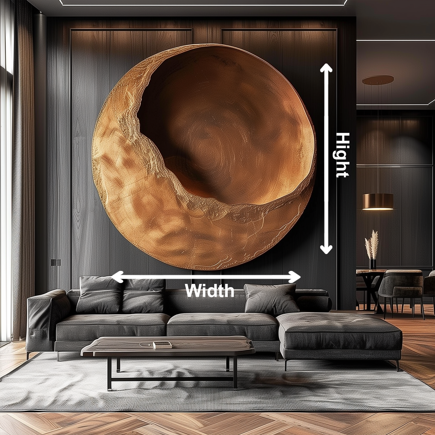 Large Hand-Carved Wooden Disc Wall Sculpture, 3D Organic Abstract Circle Art, Modern Luxury Statement Wall Decor for Interiors