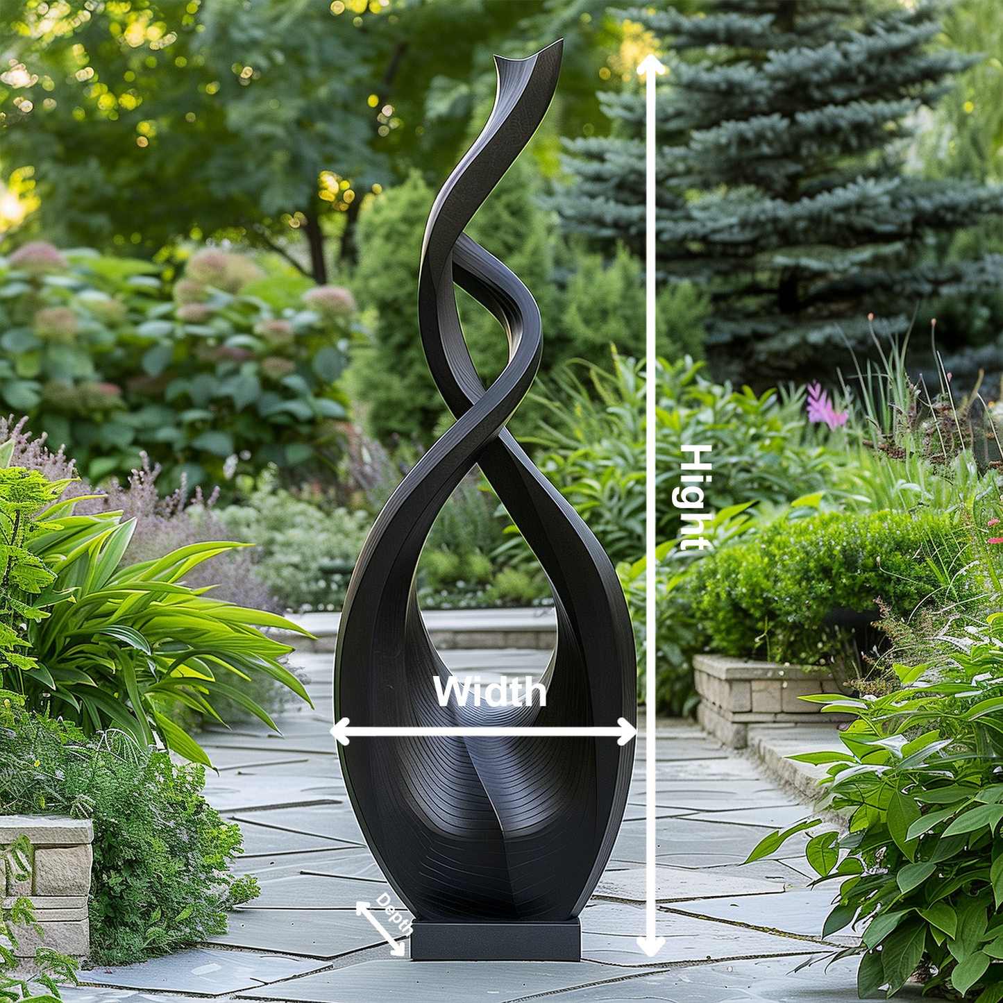 Hand Carved Black Infinity Spiral Wood Sculpture, Tall Abstract Outdoor Garden Statue, Modern Luxury Statement Decor, Organic Flow Art Piece