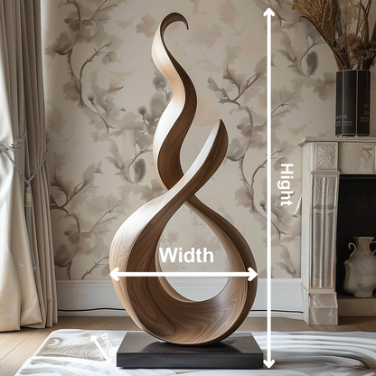 Handmade Wooden Infinity Wave Sculpture – Modern Abstract Number 8 Design | Solid Wood Flowing Curves Contemporary Art Decor