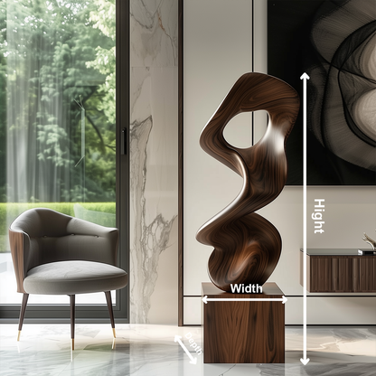 Abstract Organic Wooden Sculpture Hand Carved Solid Wood Hollow Form Modern Luxury Statement Home Decor