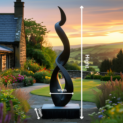 Large Black Infinity Flame Sculpture, Handcrafted Abstract Outdoor Garden Art, Modern Luxury Yard Decor, Contemporary Statement Sculpture