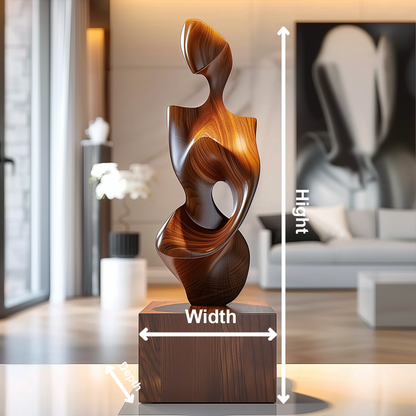 Abstract Wooden Sculpture Handmade | Modern Organic Wood Art | Luxury Floor Sculpture With Pedestal | Contemporary Home Decor Statement