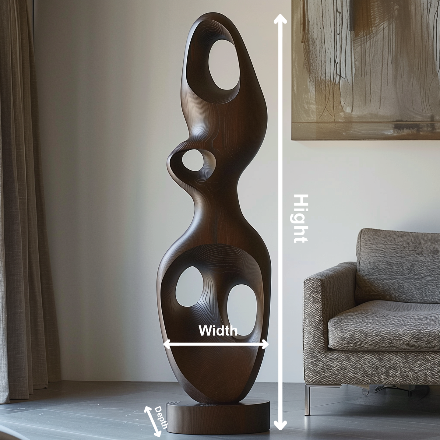 Abstract Wooden Floor Sculpture Handmade – Modern Organic Wood Art, Sculptural Statement Decor, Minimalist Luxury Home Interior