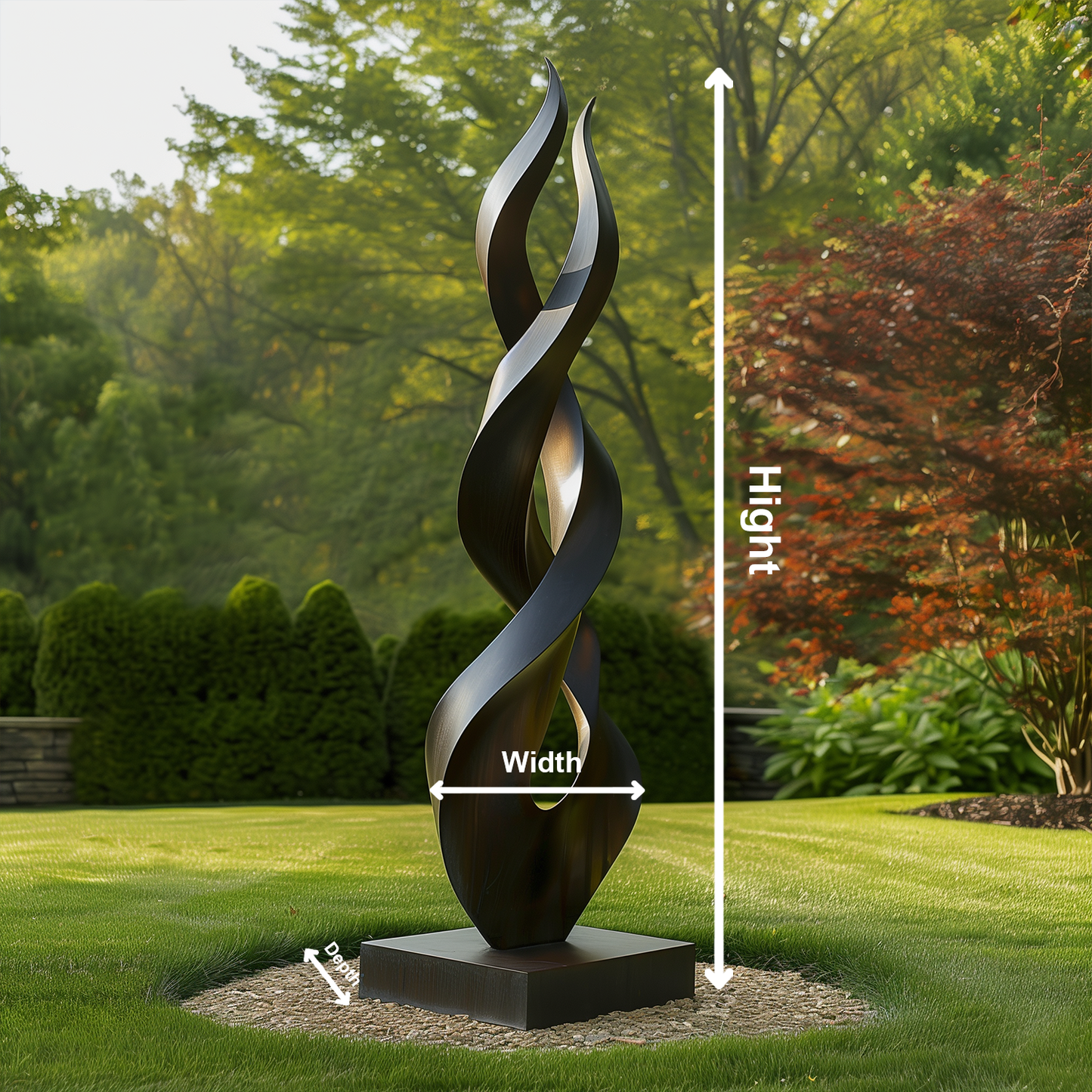 Modern Abstract Infinity Flame Sculpture Outdoor, Tall Garden Art Statement, Contemporary Metal Sculpture, Luxury Yard Decor