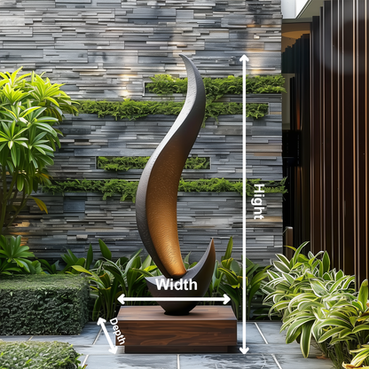 Tall Abstract Flame Sculpture, Modern Black Outdoor Garden Art, Hand Carved Wooden Statement Decor, Luxury Contemporary Yard Accent