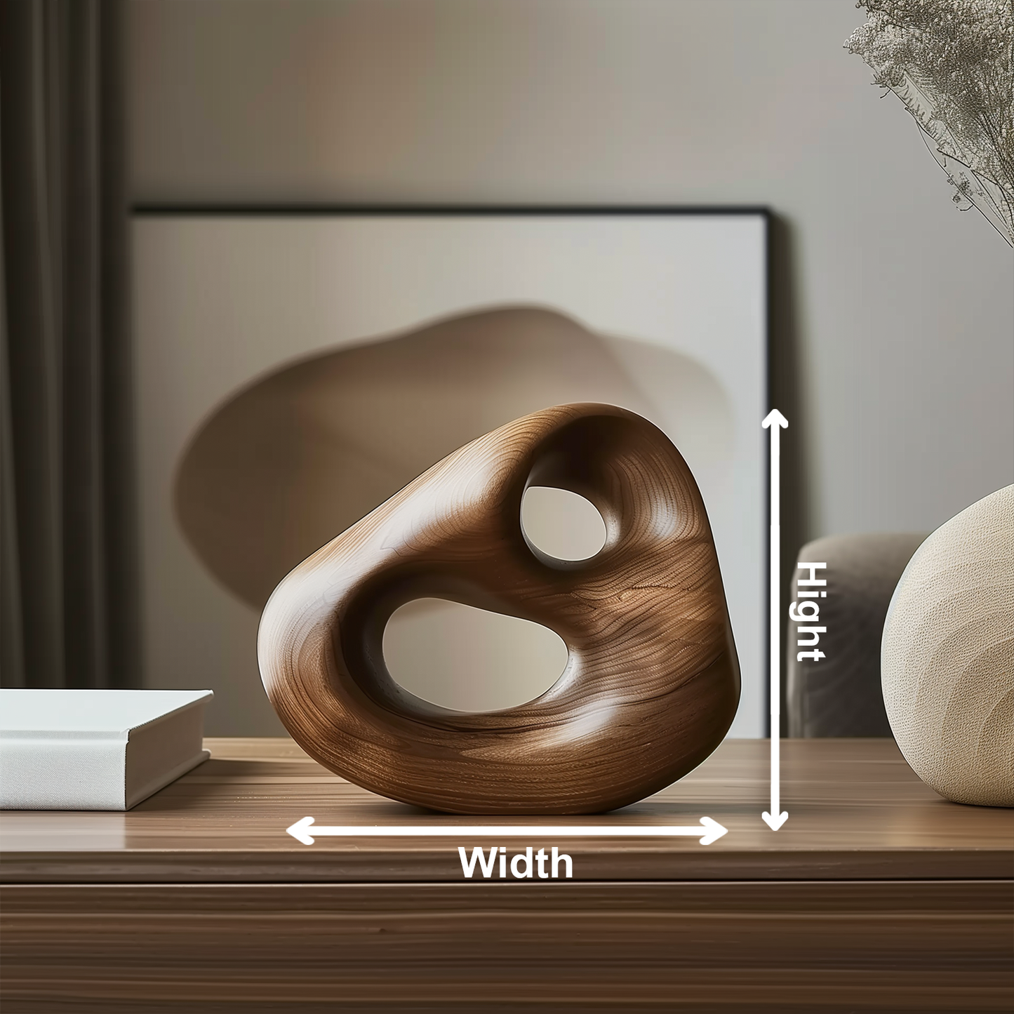 Abstract Wooden Embrace Sculpture Hand Carved Solid Wood Organic Loop Modern Minimalist Table Home Decor