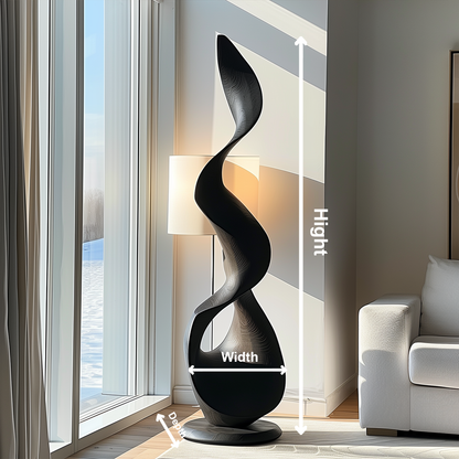 Tall Black Wooden Sculpture – Handmade Modern Abstract Spiral Twist | Solid Wood with Natural Grain Floor Art Home Decor Statement Piece