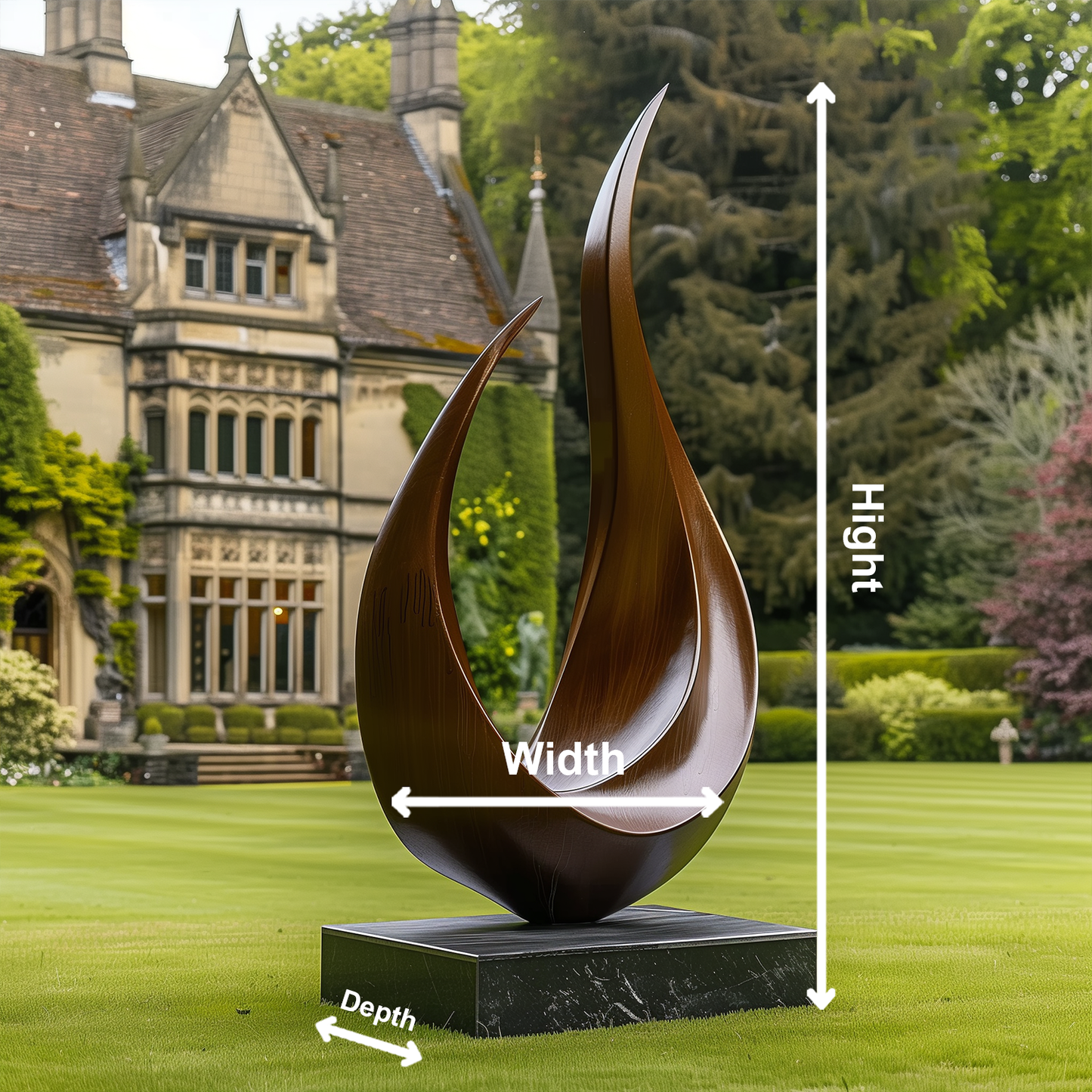 Large Wooden Sculpture – Handmade Modern Abstract Curved Twin Form | Solid Wood Outdoor Garden Art Decor Contemporary Statement Piece