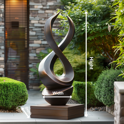 Large Infinity Loop Wooden Sculpture – Handmade Abstract Curved Design | Solid Wood with Polished Finish Modern Outdoor Garden Decor