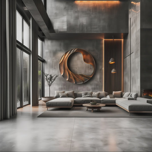 Abstract Heart Spiral Wall Sculpture, Round Copper Wood 3D Wall Art, Modern Infinity Swirl Statement Decor, Luxury Contemporary Home Accent