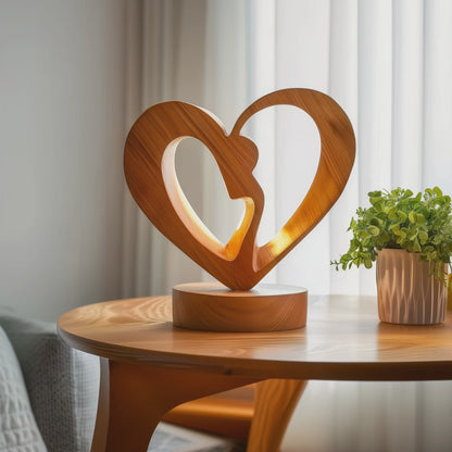 Hand-Carved Wooden Couple Hug Sculpture, Romantic Abstract Love Statue, Anniversary Wedding Gift, Modern Minimal Home Decor