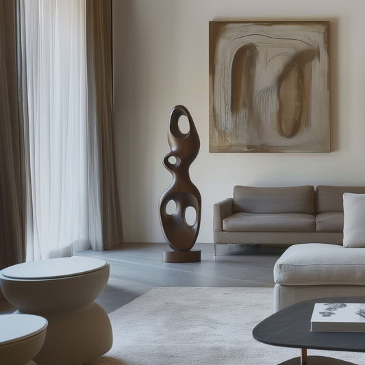 Abstract Wooden Floor Sculpture Handmade – Modern Organic Wood Art, Sculptural Statement Decor, Minimalist Luxury Home Interior